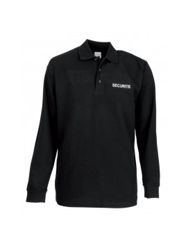 Polo manches longues SECURITÉ – Coton piqué 220 g/m², brodé devant et dos