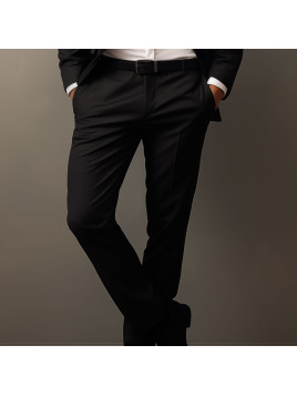 Pantalon de costume homme noir coupe ajustée face - Velippe