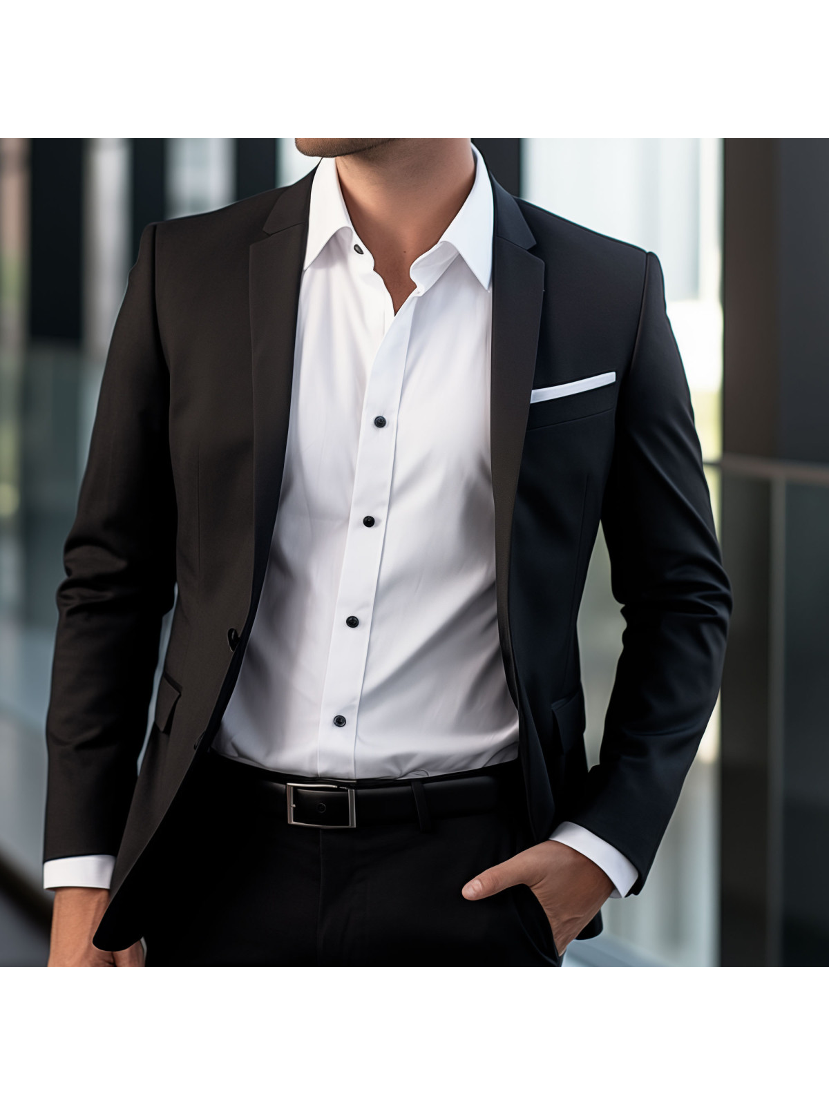 Veste de costume homme noire coupe ajustée 2 boutons Velippe