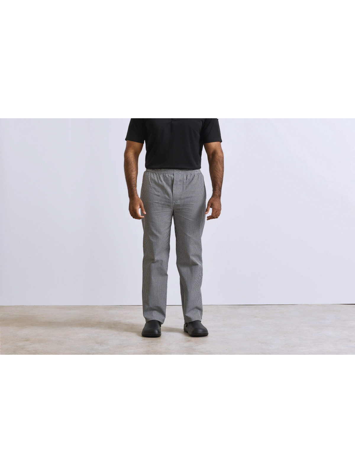 Pantalon de cuisine Pull On unisexe noir et blanc face Velippe