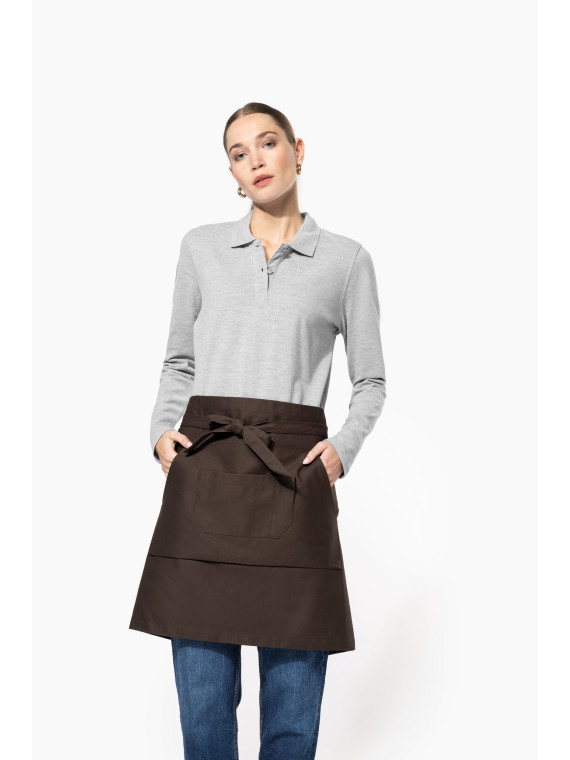 Tablier coton mi-long marron avec poche kangourou Kariban