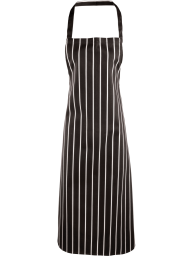 Détail tissu rayures verticales noir et blanc tablier coton robuste