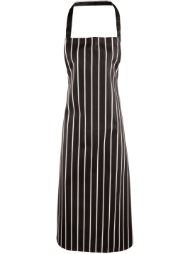 Détail tissu rayures verticales noir et blanc tablier coton robuste