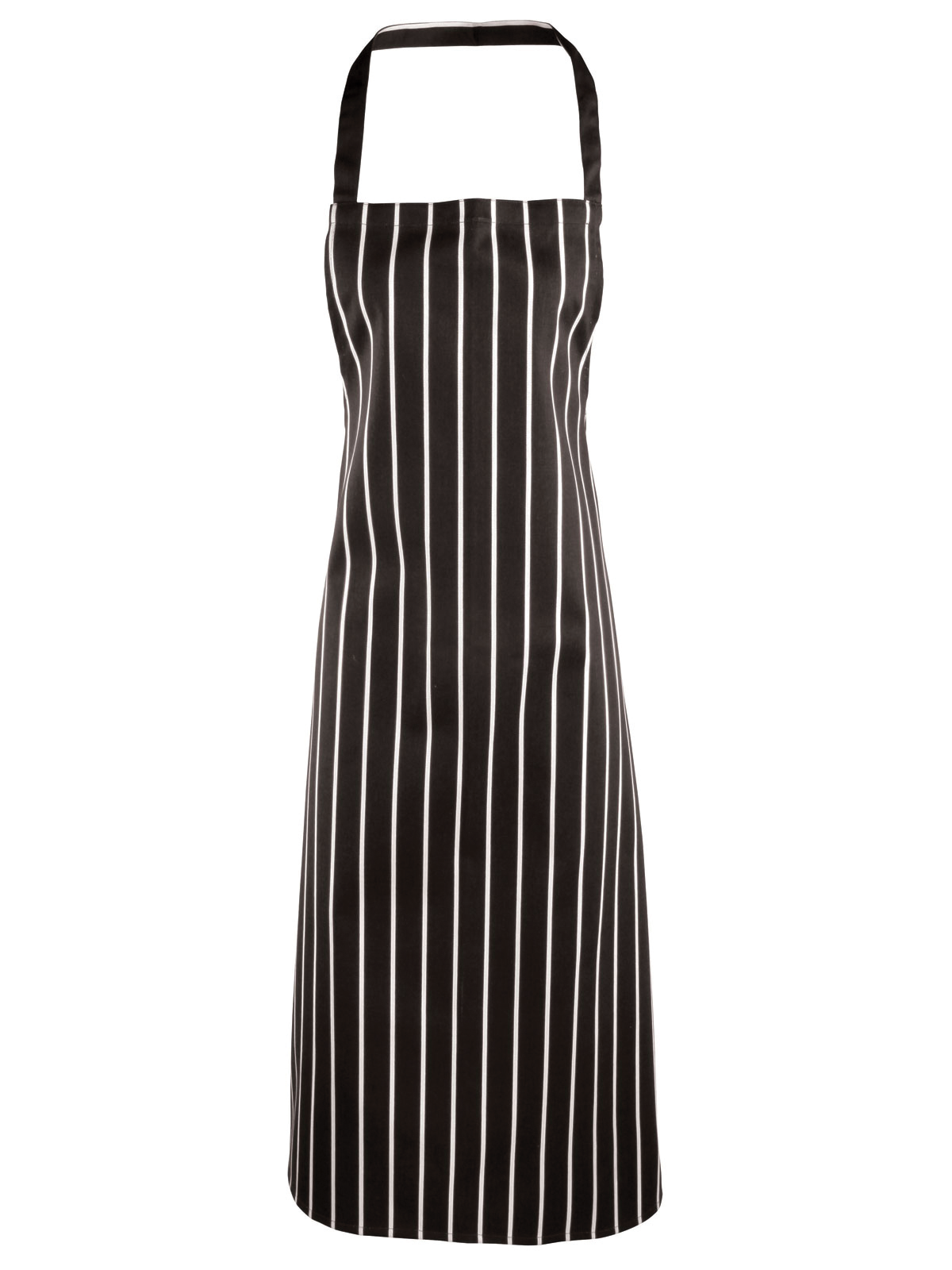 Détail tissu rayures verticales noir et blanc tablier coton robuste