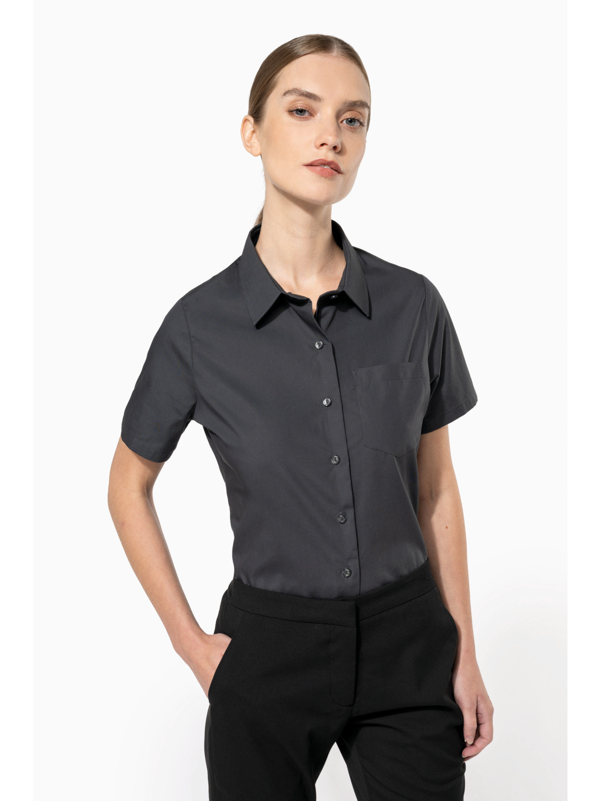 Chemise femme en popeline Kariban 100% coton avec traitement Easy Care