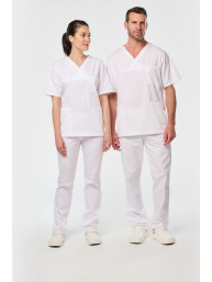 Tunique coton manches courtes unisexe WK Designed To Work blanc