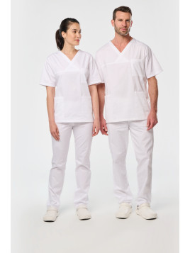 Tunique coton manches courtes unisexe WK Designed To Work blanc