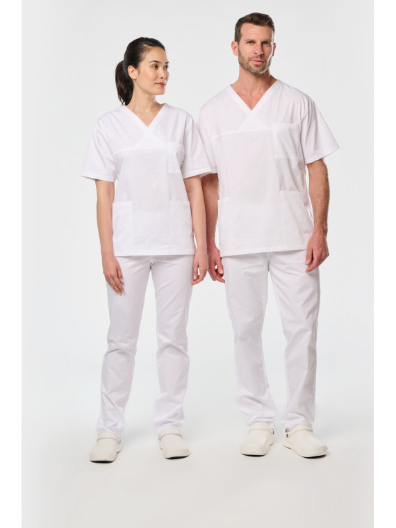 Tunique coton manches courtes unisexe WK Designed To Work blanc