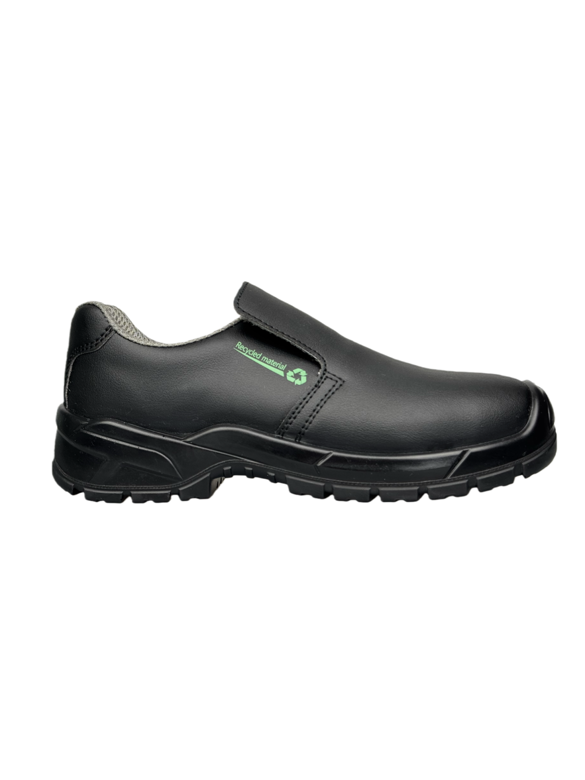 Chaussure de cuisine noire de sécurité S2 SR en microfibre recyclée avec coque acier