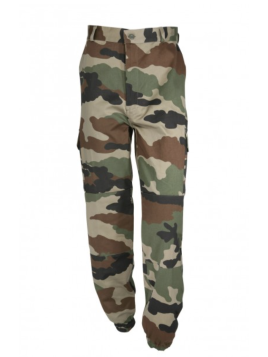 Pantalon treillis F2 camouflage militaire TTA — Coupe réglementaire française avec poches cargo et bas élastiqués.