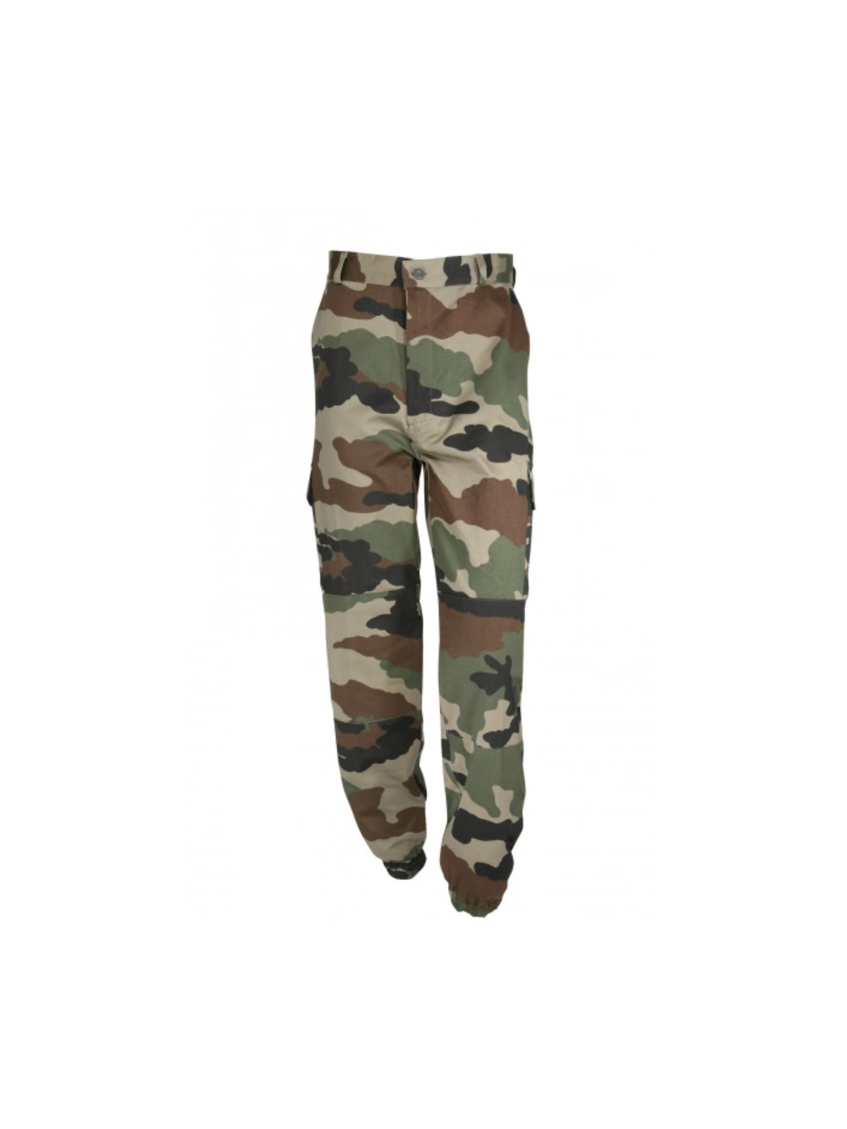 Pantalon treillis F2 camouflage militaire TTA — Coupe réglementaire française avec poches cargo et bas élastiqués.
