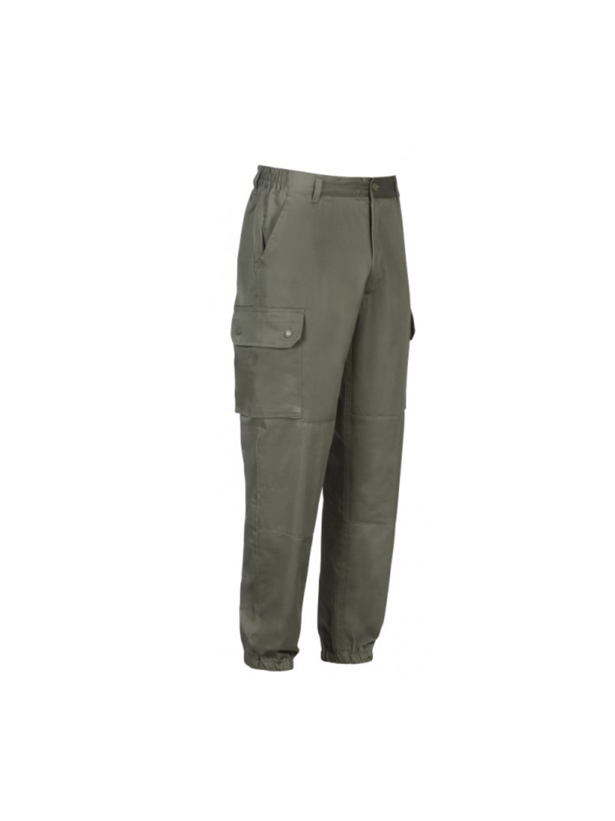 Pantalon treillis F2 uni en tissu satin 290 g/m² — avec 4 poches, renforts aux genoux et bas élastiqués.